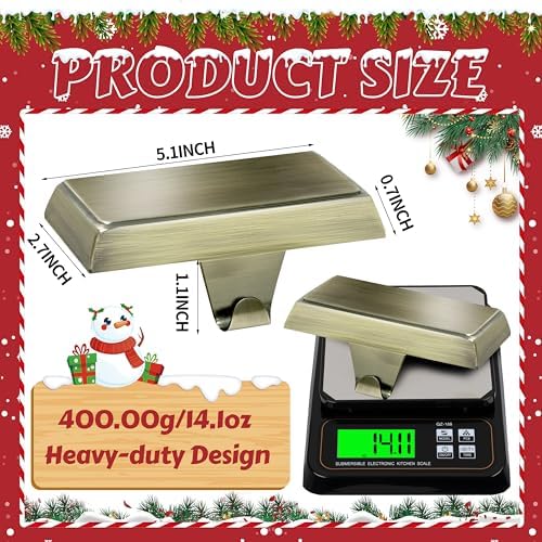 OCTERIC 5 Pcs Bronze Christmas Metal Stocking Holders for Mantle, Heavy Duty Stocking Hangers Stocking Hook Xmas Ornaments for Counter Tables Window Fireplace Mantle Decoration - Image 2