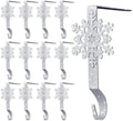 Gisafai 12 Pcs Snowflake Stocking Holders, Metal Mantle Hooks,Sliver by Gisafai