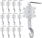 Gisafai 12 Pcs Snowflake Stocking Holders, Metal Mantle Hooks,Sliver by Gisafai