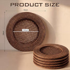 6 Pack 13" Rattan Charger Plate, Dark Brown, Hollow out - Image 3