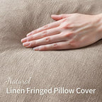 MIULEE Boho Natural Linen Fringe Decorative Euro Throw Pillow Covers 26x26 - Image 3