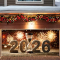 Happy New Year 2026 Garage Door Banner 7x16FT, Hourglass Countdown 2026 Garage Door Cover, Large Outdoor New Year Decoration Backdrop for Garage Doors, Fence, Yard, Party Photo Booth by ANNAQUEEN