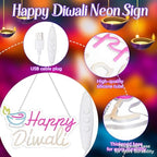 Glooglitter Diwali Oil Lamp Neon Sign LED Light Wall Decor, Happy Diwali - Image 3