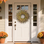 26" Artificial Fall Eucalyptus & Ferns Wreath for Front Door (Green Orange) - Image 2