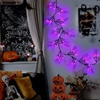 [ 8 Modes & Timer ] 9 Ft 66 LED Halloween Willow Vine Twig Decor Garland Decorations with Purple Lights, Halloween Garland with Battery Operated Waterproof for Home Wall Fireplace Mantle Decorations - Image 5