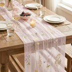 Artoid Mode 6PC Wildflower Floral Light Pink Gauze Embroidery Table Runner 120 Inch 10FT, Tulle Seasonal Spring Kitchen Dining Table Decor for Home Party - Image 7
