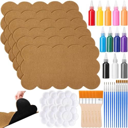 Nuanchu 6 Pcs Blank Coir Doormat Bulk Painting Kit 17x30, Scalloped by Nuanchu