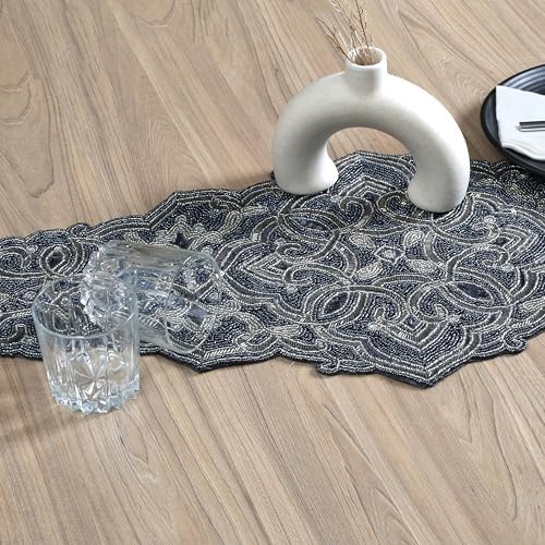 Beaded Table Runner 13 x 36 Inch, Handmade Glass Bead Table Runner for Dining Table, Coffee Table & Console Table, Decorative Table Decor for Wedding, Holiday & Everyday Use - Image 3