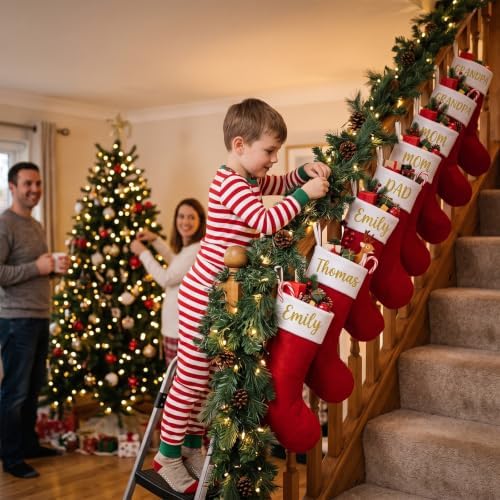 Tatuo 12 Pack Christmas Burlap Stockings Hanging,Red White - Image 4