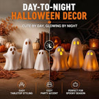 LemonRoad 3 Pcs Halloween Terracotta Ghost Decor Indoor Tealight Holder - Image 5