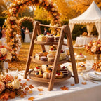 Marsui 3 Tier Fall Wooden Serving Trays Round Cupcake Stand Platters - Image 5