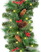 Best Choice Products 9ft Pre-Lit Holiday Pre-Decorated Christmas Garland for Stairs, Fireplace, Decoration w/PVC Tips, 50 LED Lights, Pine Cones, Berries by BestChoiceProducts