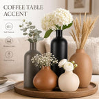 Ceramic Vase Set of 5, Modern Vases Home Decor, Neutral Decorative Vases for Pampas Grass Dried Fresh Flowers, Small Vase Set for Living Room Kitchen Bedroom Bathroom Entryway Mantel Decor - Image 4