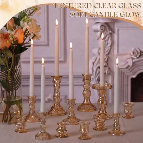Mumufy 48 Pcs Gold Crystal Taper Candle Holders with Flameless Candles - Image 7