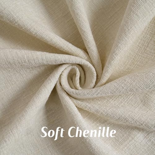 FUTEI Pack of 2 Chenille Throw Pillow Covers 22x22 Inch, Beige - Image 2