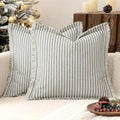 MIULEE Christmas Dark Green Striped Euro Decorative Throw Pillow Covers, 22x22 by MIULEE