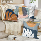 Abstract Palm Leaves Pillow Covers 24''x24'' Set of 4, Modern Geometric Line Pattern Cushion Covers Decorative Tropical Print Pillow Cases for Couch Sofa Bedroom Farmhouse Garden Patio - Image 7