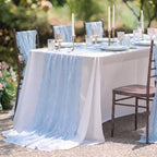 Remagr 12 Pcs Dusty Blue Lace Table Runners 30" x 120" Floral Wedding Decor - Image 4
