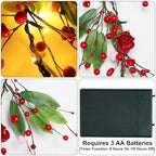 DR.DUDU Valentines Day 6 Ft Garland with Lights, Twig Garland with Pink Heart Roses and Berry Valentines Decor for Home Mantel - Image 6