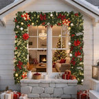 9FT Christmas Garland Decorations, Pre-Lit Christmas Garland with 60 LED Lights, Garlands for Mantle with Pine Cones, Flower, Berries, Bows, Ball, Leaves, Indoor & Outdoor Christmas Decor - Image 6