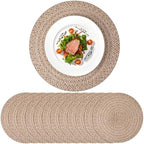 12 Pcs Jute Woven Placemats 13 Inches Boho Rustic Table Mats, Classic by Acellegic