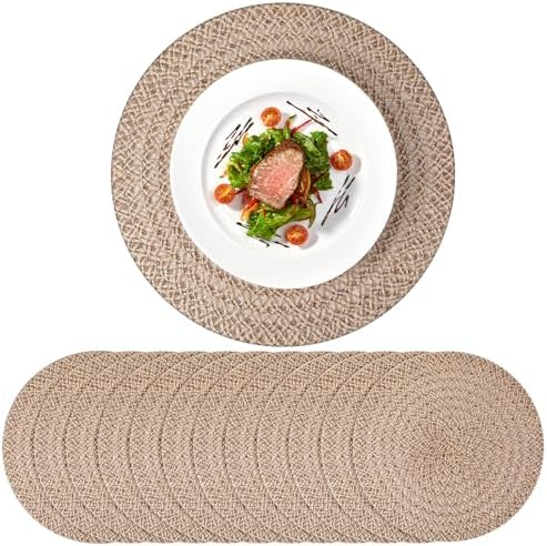 12 Pcs Jute Woven Placemats 13 Inches Boho Rustic Table Mats, Classic by Acellegic