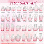 Der Rose 32pcs Pink Bud Vases in Bulk Flower Vases for Wedding Table Decor - Image 3