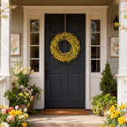 26 Inch Spring Wreaths for Front Door, Large Artificial Forsythia Flowers Wreath, Spring Summer Floral Wreath All Season for Home, Wall, Window, Porch, Wedding, Farmhouse Decor (Yellow) - Image 2