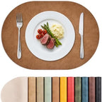 MOSAYT Vinyl Faux Leather Oval Placemats, Set of 8, Reddish Brown by MOSAYT