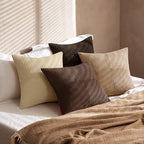 MIULEE Boho Decorative Throw Pillow Covers 20x20 Set of 4 Farmhouse Neutral Cushion Cases Gradient Corduroy Pillow Cases Modern Soft Corduroy Patchwork Home Decor for Couch Sofa Bedroom Dark Brown - Image 4