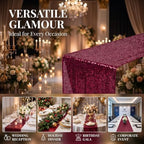ShinyBeauty Burgundy Sequin Table Runner 12x108 Inch, Pack of 10, for Party - Image 6
