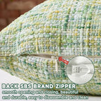 AmHoo Pack of 2 Chenille Textured Throw Pillow Cover, 500GSM Boho Farmhouse Decorative Couch Pillow Covers for Modern Home Decor Bed Sofa Living Room 20 x 20-Inch Light Green - Image 2