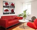 DJSYLIFE Modern Red Tree Wall Art, Black White Canvas Print for Living Room - Image 2