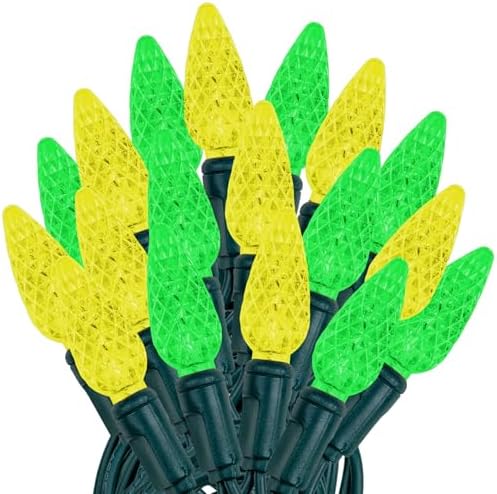Novelty Lights 24FT 70 LED C6 Christmas String Lights, Green & Yellow by NoveltyLights-LightExperts