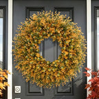 28'' Large Fall Boxwood Wreaths for Front Door Full Wreath (Orange) - Image 5