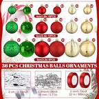 36 Pcs Christmas Balls Ornaments for Ceiling, Red, Green, Gold - Image 2