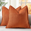 decorUhome Fall Corduroy Rust Throw Pillow Covers 26x26 Set of 2 by decorUhome
