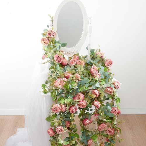 Artificial Flower Garland 2pcs 5.4ft Floral Peony Vine Decor, Purple Flower by PONKING
