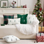 MIULEE Christmas Decorative Faux Fur Pillow Covers 20x20 Inch White Green - Image 2
