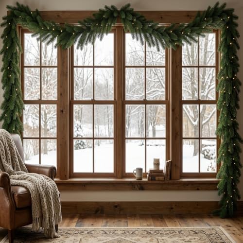 9FT 2Pcs Prelit Realistic Faux Norfolk Pine Garland for Christmas Decor - Image 6