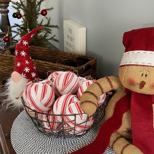 Gemscream 12 Pcs Red and White Striped Christmas Ornament Balls 3.15 Inch - Image 5