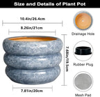 SQOWL Ceramic Planter 10 Inch - Indoor Plant Pot with Drainage Hole Outdoor Planter Large Flower Pot Modern Decorative Plant Pot for Bathroom Room Decorations Gray - Image 3