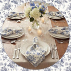 Mindsoft Set of 12 Floral Cloth Napkins Blue Linen Cloth Napkins - Image 5