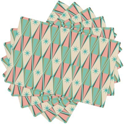 Middle Century Placemats Set of 6, Bohemian Modern Mid Century 50'S Print Washable Table Runner, Kitchen Dining Room Party Decoration by AuiMzoo