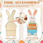 Breezehug 5 Pack Easter Giant Wooden Porch Yard Decorations, 37'' Bunny & Colorful Egg Outdoor Signs with Stands, Welcome Decor for Front Door, Garden, Farmhouse, Spring & Easter - Image 4