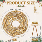 WinnerWhy 49 Pcs Christmas Garland Set, Wood Bead Holly Berry Velvet Bows - Image 2