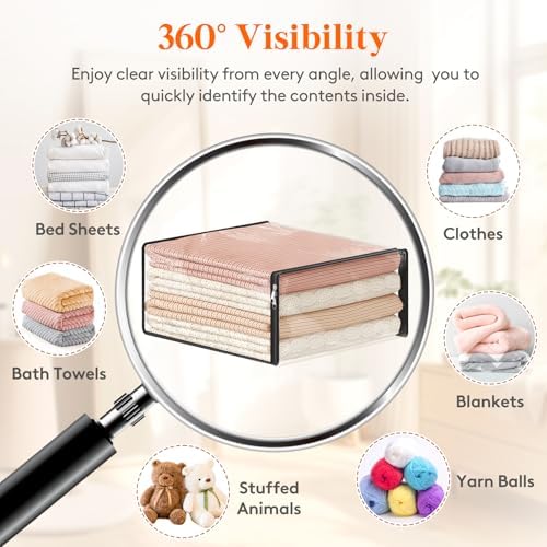 Lifewit 36L Clear Sheet Storage Bags with Zipper 12 Pack, Plastic Sweater Storage Bins for Clothing, Vinyl Foldable Clothes Containers Organizers for Closet, Blankets, Bedding 17.7 x 15.7 x 7.9 Inch - Image 4