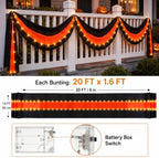 Tegeme 2 Pack 20 x 1.6 ft Lighted Halloween Outdoor Bunting, Black Orange - Image 2