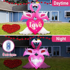6.6FT Valentines Day Inflatables Pink Flamingos Couple with Love and Heart Decoration, Valentines Blow up Yard Decoration Flamingo Inflatable Built-in 5 LED for Anniversary Valentine Day Wedding Decor - Image 4