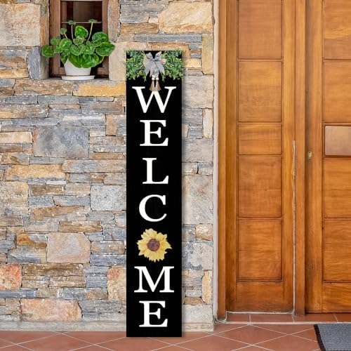 Interchangeable Welcome Sign for Front Porch Standing 47"X8", Black - Image 2